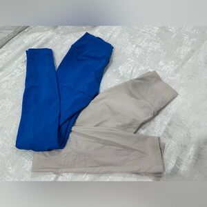Women's High-Waisted leggings- Blue and Cream
